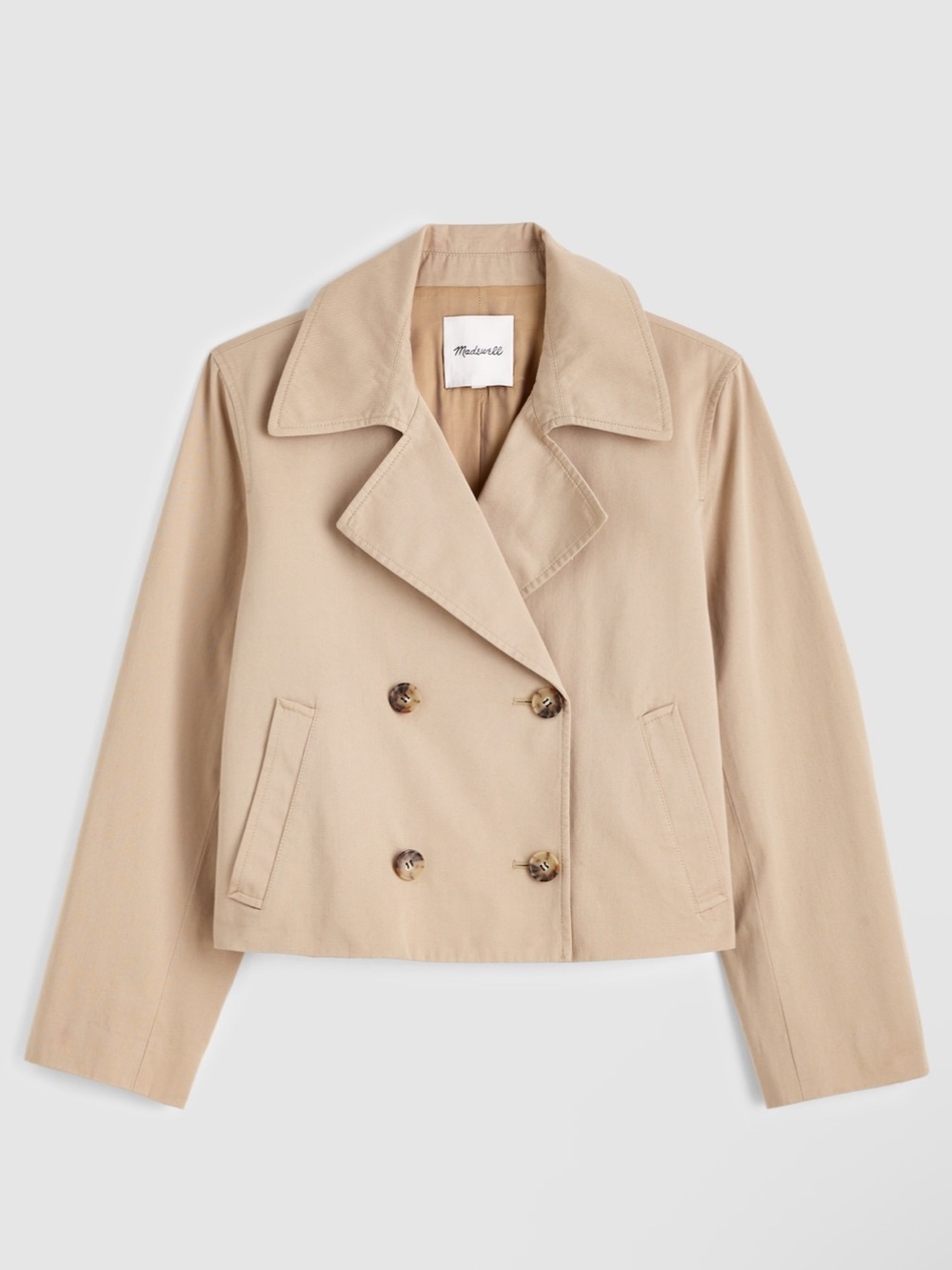 Madewell Cropped Trench Coat Beige / Coastal Dune Size Medium NWT NZ511